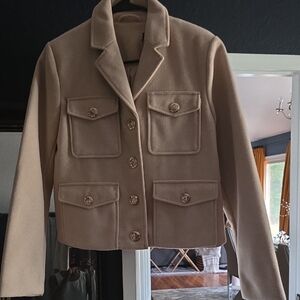 Zara Women's Beige Blazer with Gold Buttons